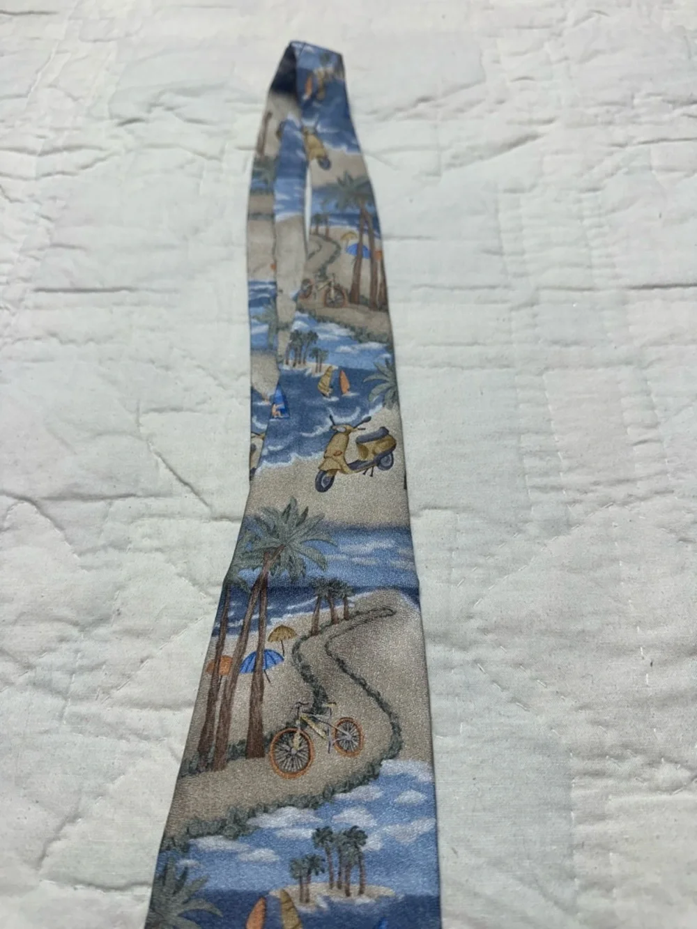 Silk Coastal Scenic Tie | Tropical Resort Novelty · Tropicals by Tango